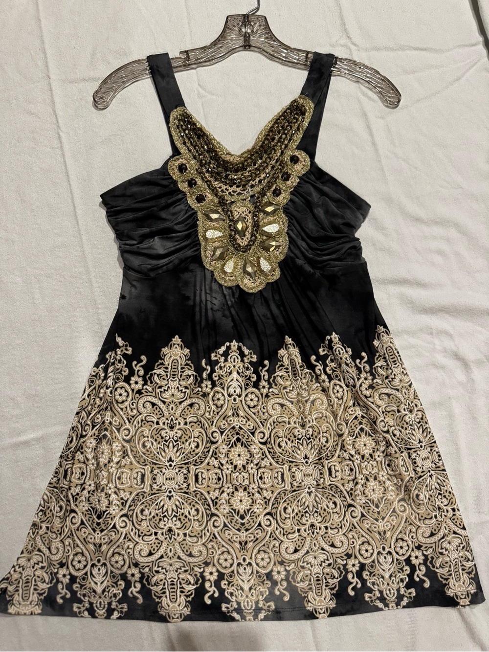 Venus Black & Gold Embellished top Never Worn
